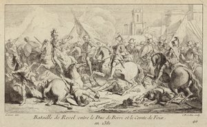 Gli eserciti del Duca di Berry e del Conte di Foix combattono nella Battaglia di Revel, Francia da Charles Nicolas II Cochin