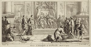 Matrimonio di Galla Placidia e Ataulfo, Re dei Visigoti, Narbona, 414 (incisione) da Charles Nicolas II Cochin
