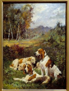 Quattro cani da caccia da Charles Oliver de Penne