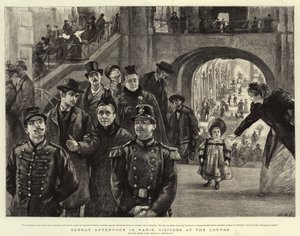 Domenica pomeriggio a Parigi, visitatori al Louvre da Charles Paul Renouard