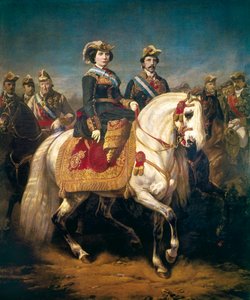 Sfilata militare passata in rassegna dai re Isabella II di Spagna da Charles Porion