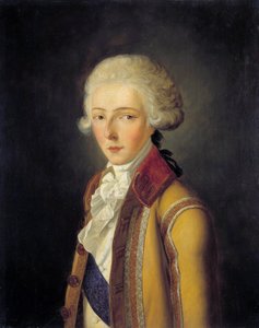 Ritratto di Louis Antoine Henri de Bourbon-Condé, Duca di Enghien (1772-1804) - raffigurato intorno al 1788, indossando la livrea da caccia "della Casa di Condé". Dipinto di Charles Rauch (1791-1857) 1836. Dim. 0,65x0,54 m. da Charles Rauch