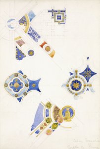 Certosa di Pavia, studi della decorazione del soffitto, 1891 da Charles Rennie Mackintosh