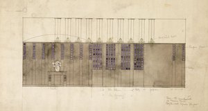 Design per una parete, tavolo e porte, per A.S. Ball, Berlino, 1905 da Charles Rennie Mackintosh