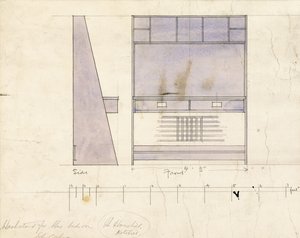 Design per un lavabo, mostrato in elevazione laterale e frontale, 1904 da Charles Rennie Mackintosh
