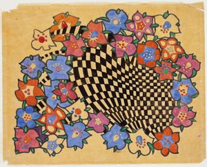 Design di tessuto floreale e a scacchi, c.1916 da Charles Rennie Mackintosh