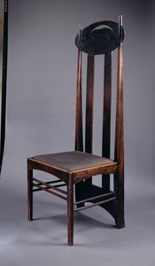 Sedia alta progettata per le Sale da tè di Argyle Street di Miss Cranston, Glasgow, 1897 da Charles Rennie Mackintosh
