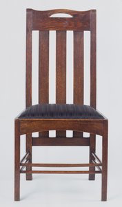 Sedia laterale, una di una coppia, realizzata per le Sale da tè di Argyle Street di Miss Cranston, Glasgow, 1896 da Charles Rennie Mackintosh