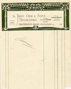 Design di cancelleria per John Orr & Sons, Glasgow, c.1894-1898 da Charles Rennie Mackintosh