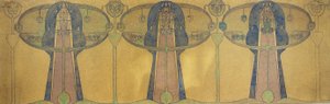 Fregio decorativo di figure umane stilizzate, forme di alberi e piante, c.1895 da Charles Rennie Mackintosh