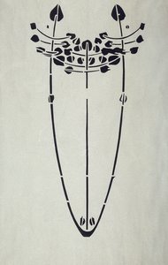 Riproduzione moderna da stencil originale di Mackintosh per decorazione murale, motivo albero, 1902