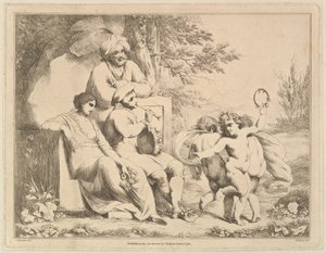 Tre putti che danzano al suono di un pifferaio da Charles Reuben Ryley