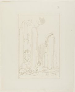 Narciso in piscina; illustrazione per "Il discepolo" di Oscar Wilde da Charles Ricketts