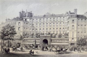 Boulevard Montmartre, Passage Jouffroy e Grand Hotel de la Terrasse Jouffroy, 1865 da Charles Riviere