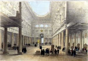 Progetto per la Borsa Reale - interno, vista ovest da Charles Robert Cockerell