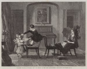 Bambini che giocano a cavalli, nella tarda Esposizione Internazionale da Charles Robert Leslie