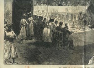Il Principe di Galles a pranzo nelle Grotte di Elephanta da Charles Robinson