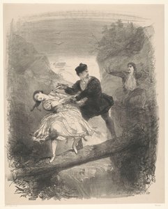 Scena di balletto con uomo e donna sopra un precipizio da Charles Rochussen