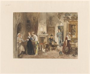 Servitori di un castello riuniti in un