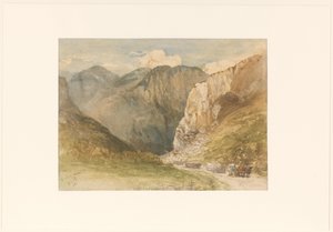 Carri trainati da buoi su una strada tra le montagne nel cantone di San Gallo da Charles Rochussen