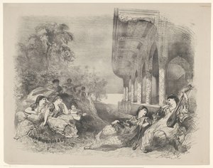 Scena da una commedia con donne orientali da Charles Rochussen