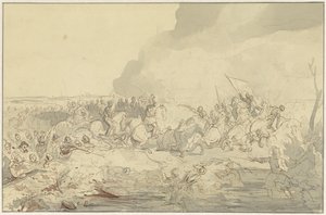Battaglia tra cavalleria e fanteria in abiti del XVI secolo