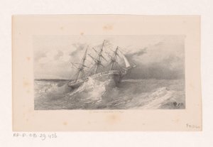 Nave a vela in tempesta sul mare da Charles Rochussen
