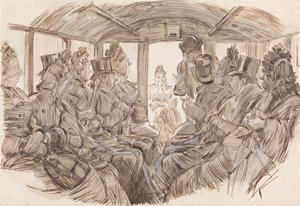 Interno di un autobus da Charles Samuel Keene