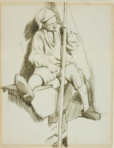 Uomo Seduto, con Bastone nella Mano Sinistra da Charles Samuel Keene