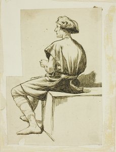 Uomo seduto in tunica da Charles Samuel Keene