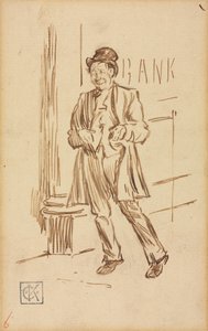 Studio di un uomo ubriaco che passa una banca