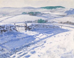 Neve: Nebbia sulle colline, 2016 (olio su tela) da Charles Simpson