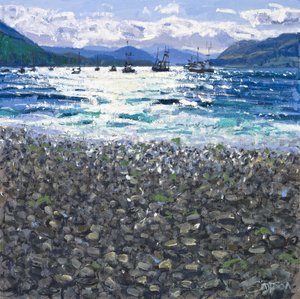 Ullapool Shore, 2011 (olio su tela) da Charles Simpson