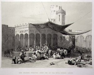 Panjab: Soldati Sikh che ricevono il loro stipendio al Royal Durbar, Lahore, tavola 12 da 