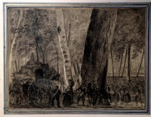 Rivoluzione francese: “Il corpo di Jean-Paul Marat (1743-1793) sepolto nel giardino dei Cordeliers” Disegno di Charles Thevenin (1764-1838) 1793 Versailles, Museo Lambinet