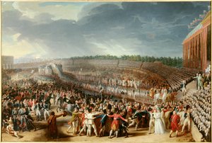 Rivoluzione francese: "la festa della Federazione il 14 luglio 1790 al Campo di Marte". Dipinto di Charles Thevenin (1764-1838) 1790 Parigi, Museo Carnavalet da Charles Thevenin