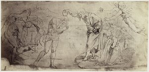 Fotoreproduzione di un disegno di Raffaello, battesimo di Cristo nel Giordano da Charles Thurston Thompson