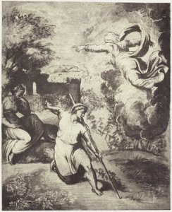 Fotoreproduzione di un disegno di Raffaello, cacciata di Adamo ed Eva dal paradiso da Charles Thurston Thompson