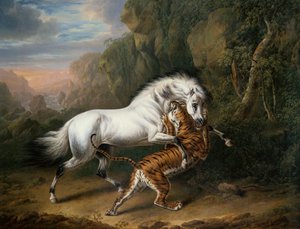 Una tigre che attacca uno stallone arabo, 1824