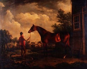 Un cacciatore e un groom fuori da una casa di campagna da Charles Towne
