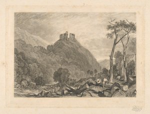 Castello di Okehampton, sul fiume Okement da Charles Turner