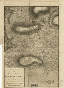 Schizzo della battaglia di Hobkirks Hill, vicino a Camden, il 25 aprile 1781, pubblicato a Londra, 1794 da Charles Vallancey