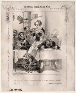 Les Français croqués par eux-mêmes: Perruques à la Julienne, Chapeaux de satin, 1840 da Charles Vernier
