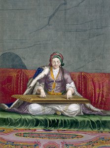 Ragazza turca che suona uno strumento a tastiera, pub. 1707-08 da Charles de Ferriol