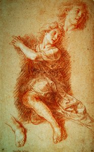 Studio di un angelo inginocchiato da Charles de la Fosse