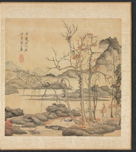 Dipinti dopo antichi maestri: Taoista e gru nel paesaggio autunnale da Chen Hongshou