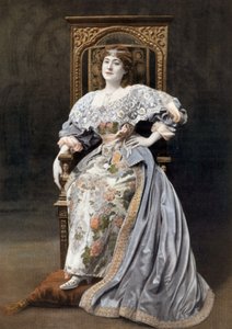 Comica francese Julia Bartet (1854-1941) come Marion de Lorme nella commedia Marion de Lorme alla Comédie-Française, Parigi, foto di Chéri Rousseau dal giornale francese Le Théâtre, 1 luglio