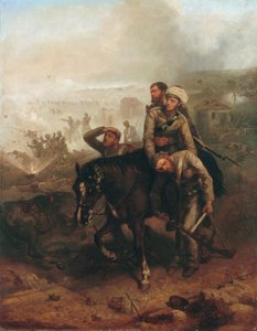 Il tenente William George Cubitt (1835-1903) che guadagna la Victoria Cross a Lucknow durante la rivolta indiana il 30 giugno 1857, c.1860 da Chevalier Louis William Desanges
