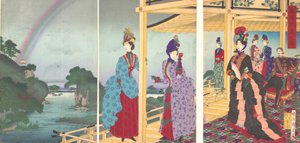 Un giardino rinfrescato dalla pioggia passeggera Ukasentei no zu da Chikanobu Yoshu