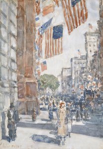 Bandiere, Fifth Avenue da Childe Frederick Hassam